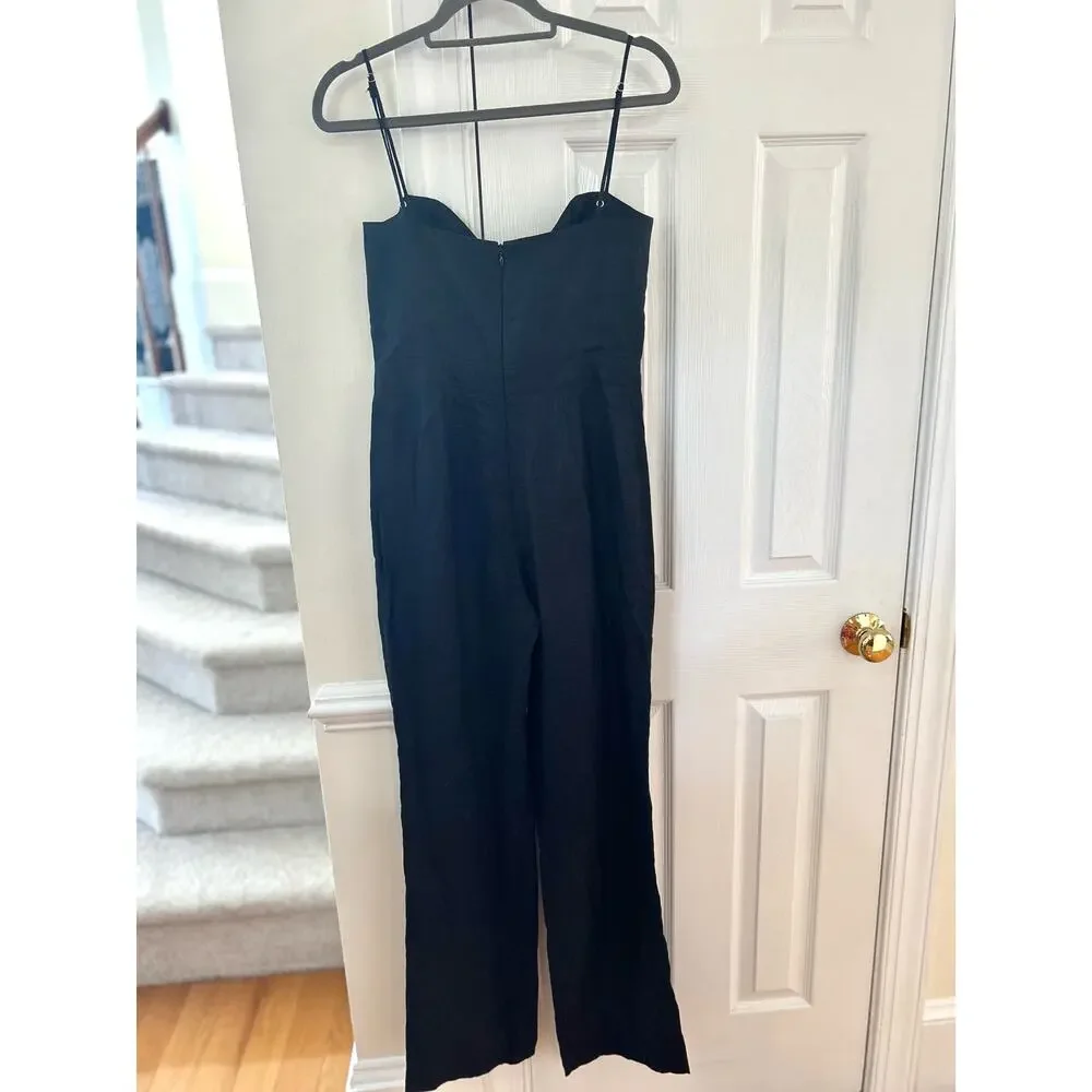 Karina Grimaldi Nelia Black Linen Bow Front Jumpsuit Revolve - Picture 4 of 9